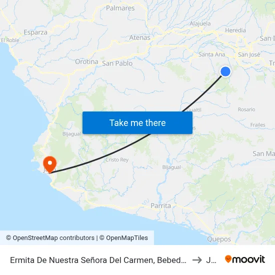 Ermita De Nuestra Señora Del Carmen, Bebedero De Escazú to Jacó map