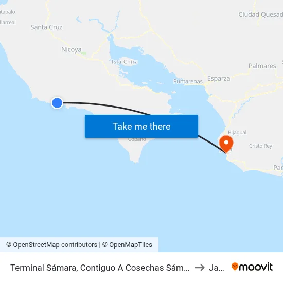 Terminal Sámara, Contiguo A Cosechas Sámara to Jacó map