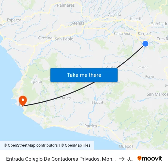 Entrada Colegio De Contadores Privados, Monte Claro Desamparados to Jacó map