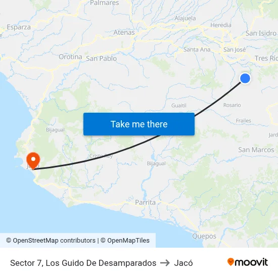 Sector 7, Los Guido De Desamparados to Jacó map