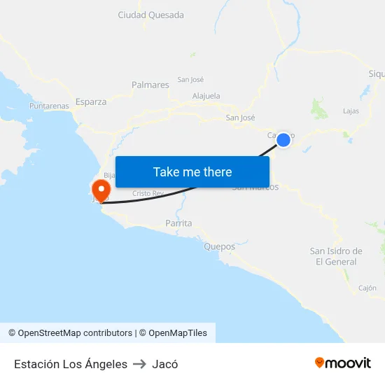 Estación Los Ángeles to Jacó map