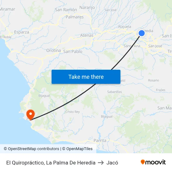 El Quiropráctico, La Palma De Heredia to Jacó map