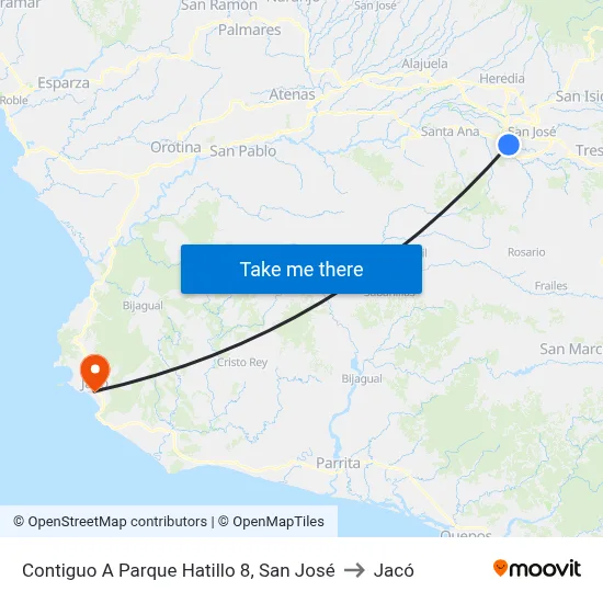 Contiguo A Parque Hatillo 8, San José to Jacó map
