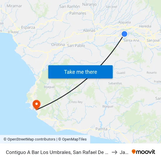 Contiguo A Bar Los Umbrales, San Rafael De Alajuela to Jacó map