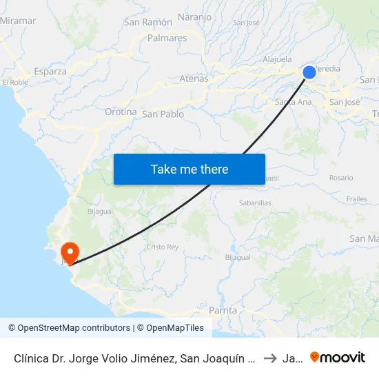 Clínica Dr. Jorge Volio Jiménez, San Joaquín De Flores to Jacó map