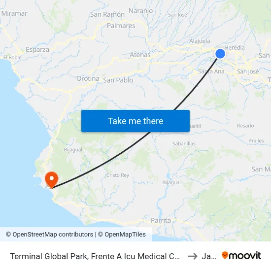 Terminal Global Park, Frente A Icu Medical Costa Rica to Jacó map