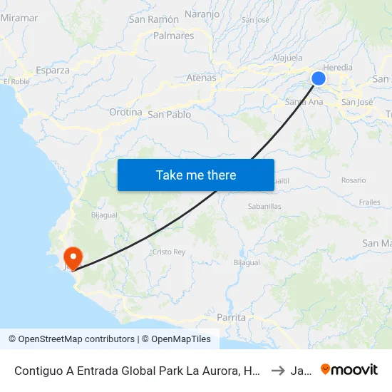 Contiguo A Entrada Global Park La Aurora, Heredia to Jacó map