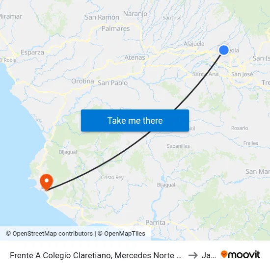Frente A Colegio Claretiano, Mercedes Norte De Heredia to Jacó map