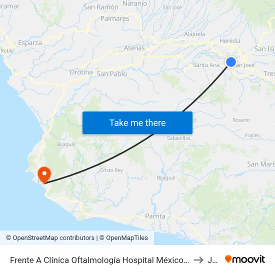 Frente A Clínica Oftalmología Hospital México, La Uruca San José to Jacó map