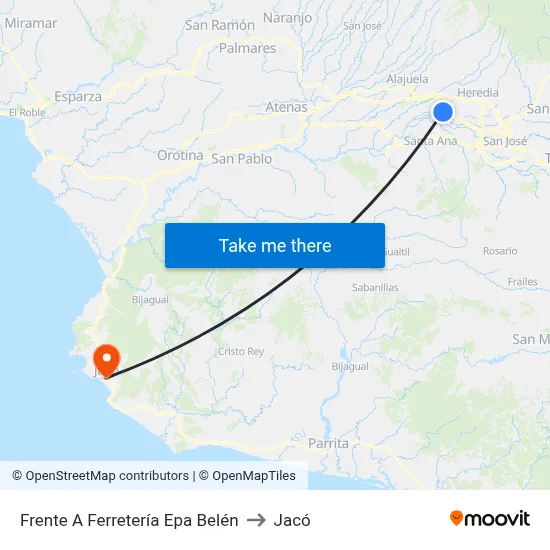 Frente A Ferretería Epa Belén to Jacó map