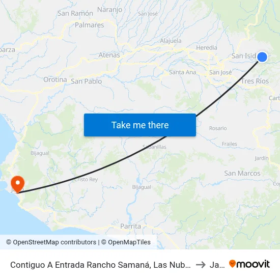 Contiguo A Entrada Rancho Samaná, Las Nubes Coronado to Jacó map