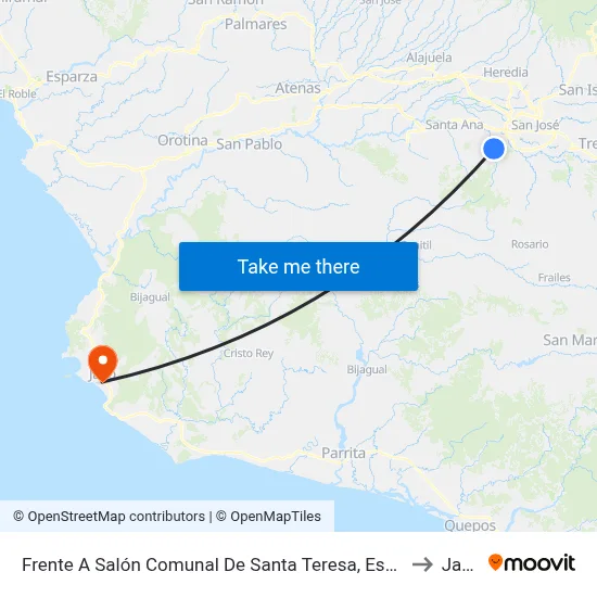 Frente A Salón Comunal De Santa Teresa, Escazú to Jacó map