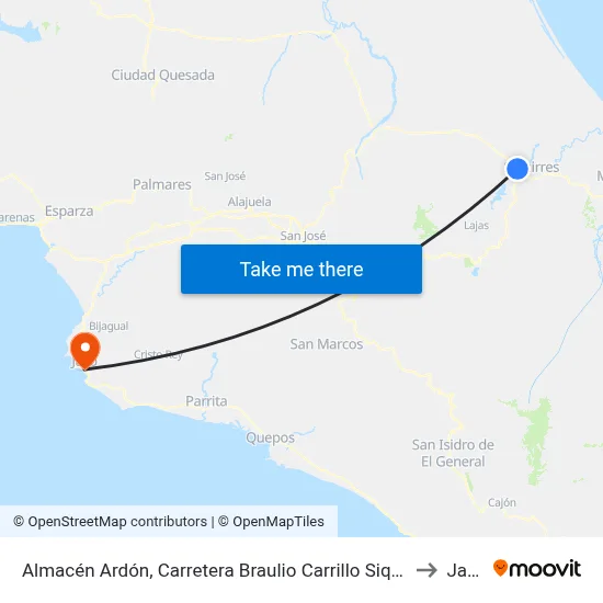 Almacén Ardón, Carretera Braulio Carrillo Siquirres to Jacó map