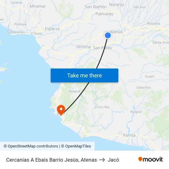 Cercanias A Ebais Barrio Jesús, Atenas to Jacó map