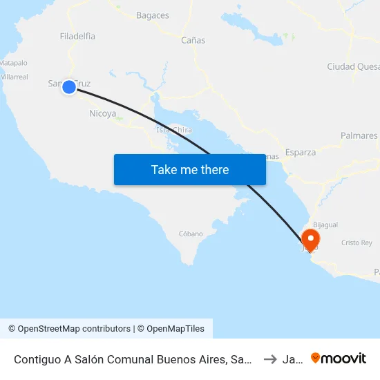 Contiguo A Salón Comunal Buenos Aires, Santa Cruz to Jacó map