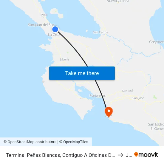 Terminal Peñas Blancas, Contiguo A Oficinas Dirección General De Migración Y Extranjería to Jacó map