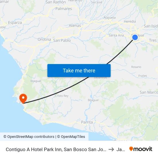 Contiguo A Hotel Park Inn, San Bosco San José to Jacó map