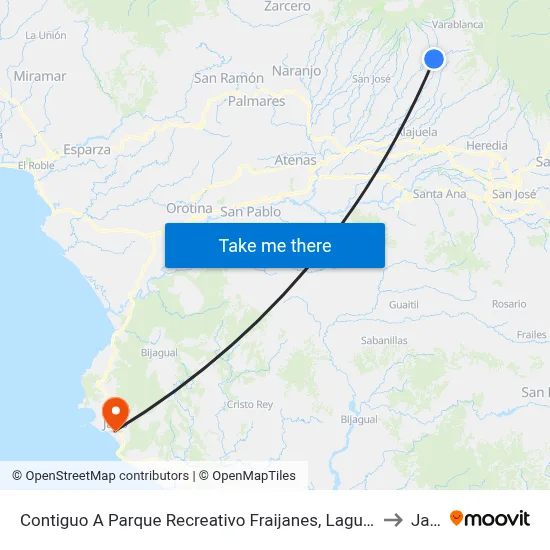 Contiguo A Parque Recreativo Fraijanes, Laguna Alajuela to Jacó map