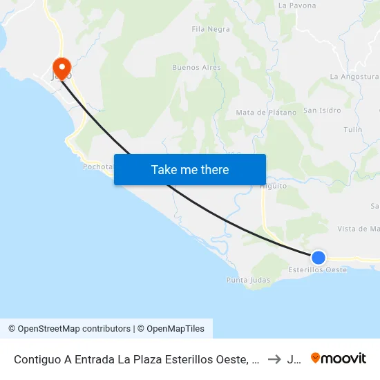Contiguo A Entrada La Plaza Esterillos Oeste, Costanera Sur Parrita to Jacó map