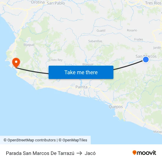 Parada San Marcos De Tarrazú to Jacó map