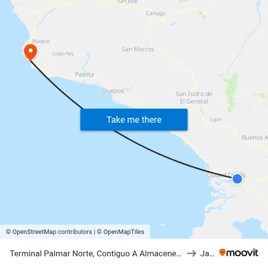 Terminal Palmar Norte, Contiguo A Almacenes El Colono to Jacó map