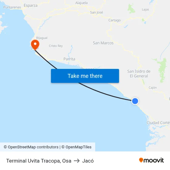 Terminal Uvita Tracopa, Osa to Jacó map