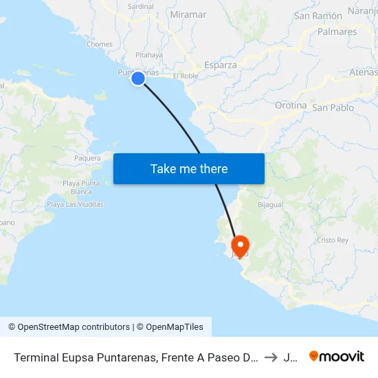 Terminal Eupsa Puntarenas, Frente A Paseo De Los Turistas to Jacó map
