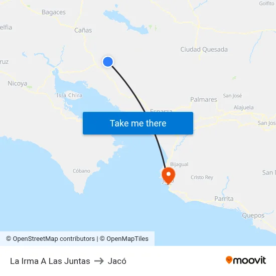 La Irma A Las Juntas to Jacó map