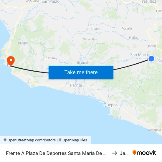 Frente A Plaza De Deportes Santa María De Dota to Jacó map