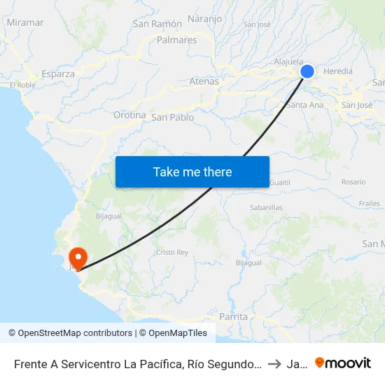 Frente A Servicentro La Pacífica, Río Segundo Alajuela to Jacó map