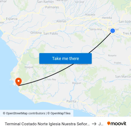 Terminal Costado Norte Iglesia Nuestra Señora De La Merced to Jacó map