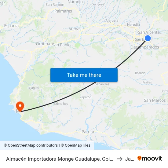 Almacén Importadora Monge Guadalupe, Goicoechea to Jacó map