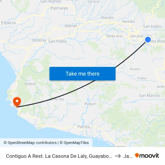 Contiguo A Rest. La Casona De Laly, Guayabos Curridabat to Jacó map