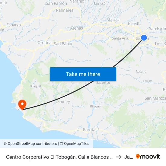 Centro Corporativo El Tobogán, Calle Blancos Goicoechea to Jacó map