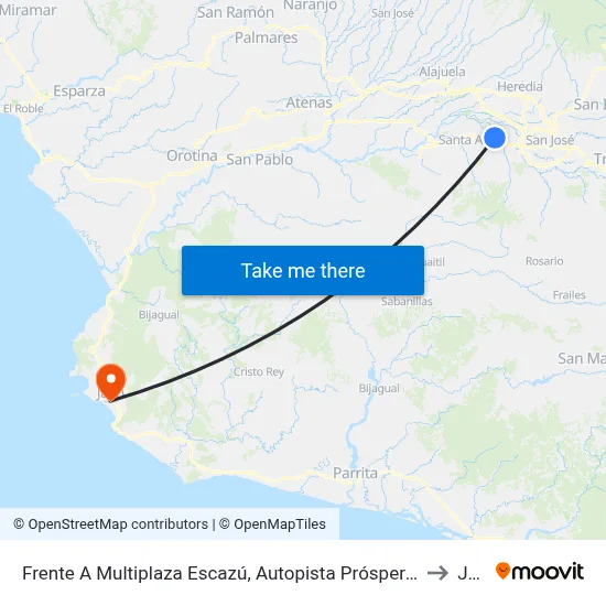 Frente A Multiplaza Escazú, Autopista Próspero Fernández Escazú to Jacó map