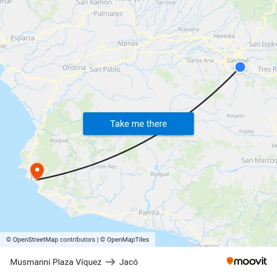 Musmanni Plaza Víquez to Jacó map