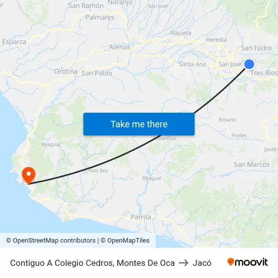 Contiguo A Colegio Cedros, Montes De Oca to Jacó map