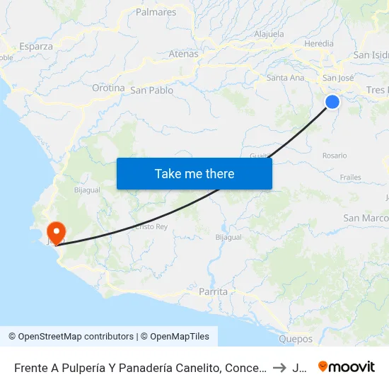 Frente A Pulpería Y Panadería Canelito, Concepción Alajuelita to Jacó map