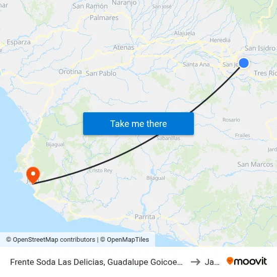 Frente Soda Las Delicias, Guadalupe Goicoechea to Jacó map