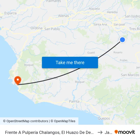 Frente A Pulpería Chalangos, El Huazo De Desamparados to Jacó map
