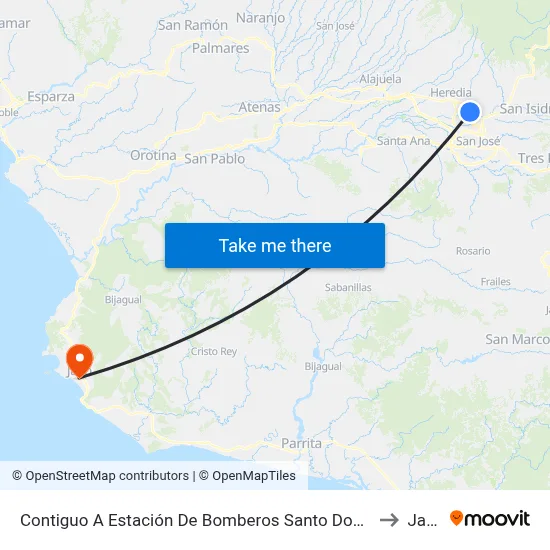 Contiguo A Estación De Bomberos Santo Domingo to Jacó map