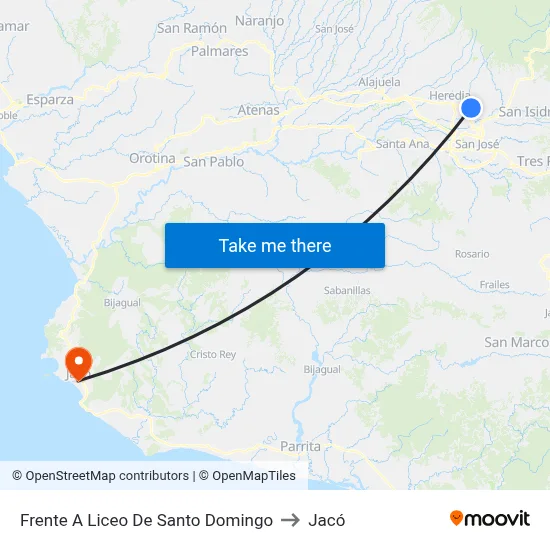 Frente A Liceo De Santo Domingo to Jacó map