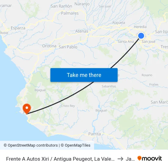 Frente A Autos Xiri / Antigua Peugeot, La Valencia Heredia to Jacó map