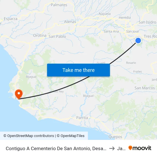 Contiguo A Cementerio De San Antonio, Desamparados to Jacó map