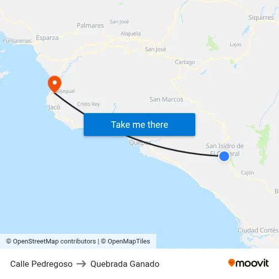 Calle Pedregoso to Quebrada Ganado map