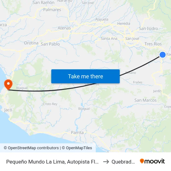 Pequeño Mundo La Lima, Autopista Florencio Del Castillo Cartago to Quebrada Ganado map