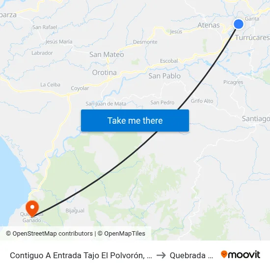 Contiguo A Entrada Tajo El Polvorón, La Garita Alajuela to Quebrada Ganado map