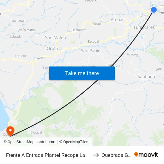 Frente A Entrada Plantel Recope La Garita, Alajuela to Quebrada Ganado map