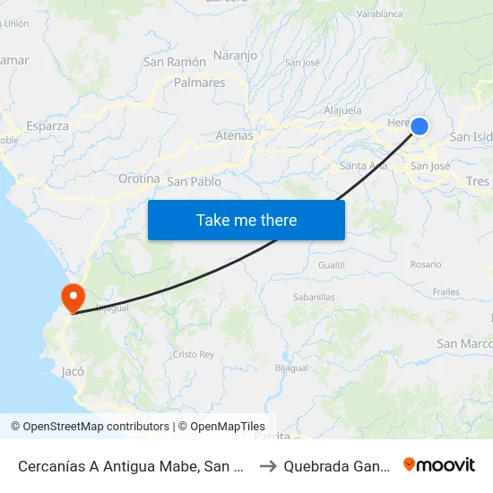 Frente A La Casona De Mi Tierra, San Pablo to Quebrada Ganado map