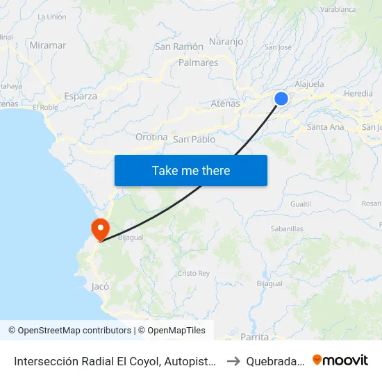 Intersección Radial El Coyol, Autopista Bernardo Soto Alajuela to Quebrada Ganado map